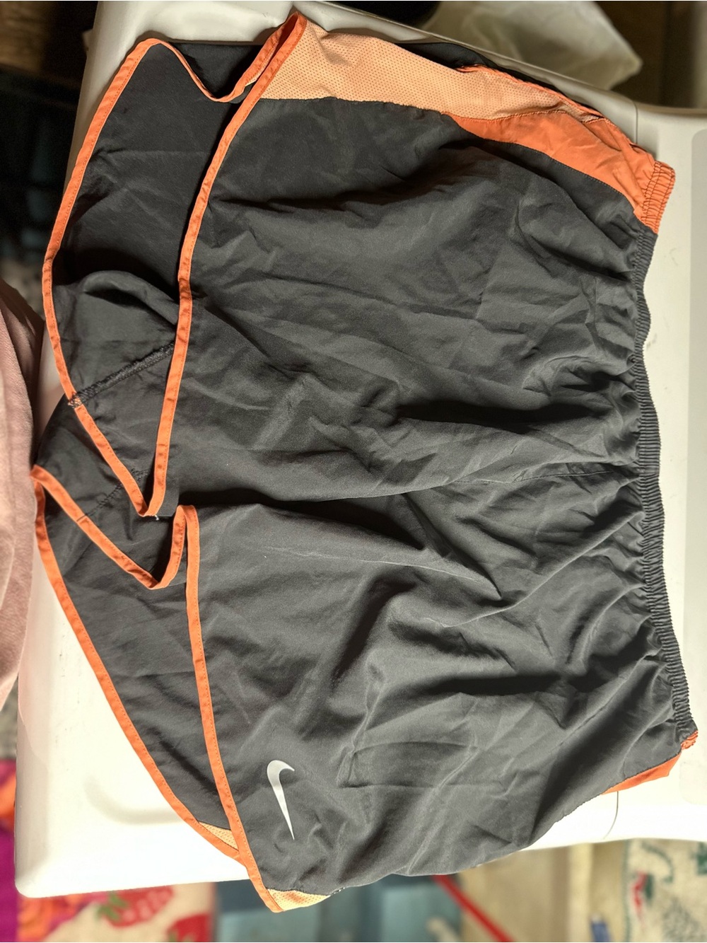 Nike Women Athletic Shorts - Black with Orange Trim